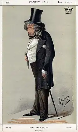 Граф Дадли в карикатурном исполнении Карло Пеллегрини в «Ярмарке тщеславия», июнь 1870 года.