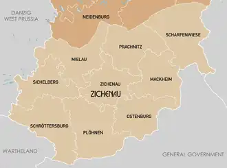 Цихенау на карте