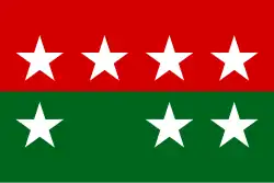 Проект флага Восточной Карелии 1920 года с изображением созвездия Большой Медведицы на красно-зеленом фоне.