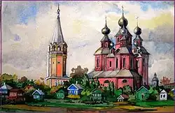 Акварель церкви в Старочеркасске (1970).