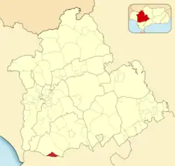 Расположение муниципалитета Эль-Куэрво-де-Севилья на карте провинции