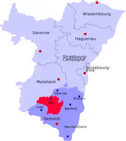 Кантон на карте департамента Нижний Рейн