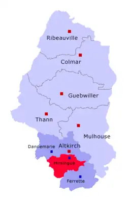 Кантон на карте департамента Верхний Рейн