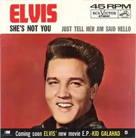 Обложка сингла Элвиса Пресли «She’s Not You» (1962)