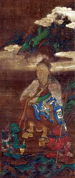 Эн-но Гёдзя с двумя бесами на картине Дзякусая