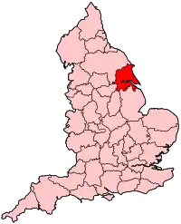 Хамберсайд на карте Англии в 1991 году