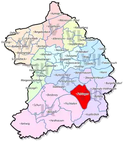 Расположение Хайзингена на карте Эссена