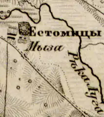 Деревня Естомичи на карте 1863 года