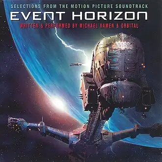 Обложка альбома Майкл Кеймен, Orbital «Event Horizon (Selections From The Motion Picture Soundtrack)Michael Kamen & Orbital — Event Horizon (Selections From The Motion Picture Soundtrack) (неопр.). Дата обращения: 15 апреля 2018. Архивировано 15 апреля 2018 года.» ()