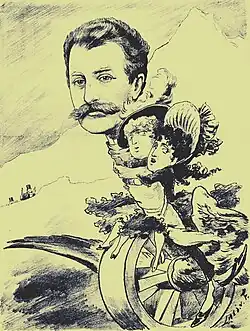 Князь Иосиф Мария Людвиг Сулковский бежит из психбольницы в Дёблинге. Сатирический рисунок в „Die Bombe” 1889 год