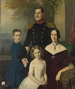 И. В. Каменский с женой и детьми на портрете кисти Г. Гольпейна (1844).