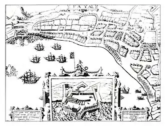 План удачной атаки Камберленда на остров Фаял в 1589 году