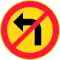 Vasemmalle kääntyminen kielletty/Förbud mot sväng i korsing