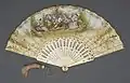 Бумажный веер с изображением идиллического XVIII века. Франция, около 1895. LACMA
