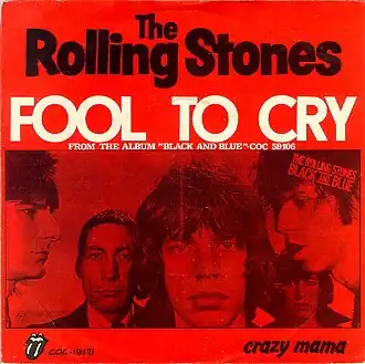 Обложка сингла The Rolling Stones «Fool to Cry (Глупец, не плачь)» (1976)