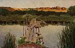 «Мостки», (ранее 1917), холст, масло — местонахождение неизвестно.