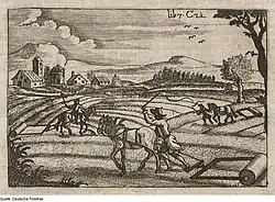 Полевые катки запряжённый лошадьми, XVII век