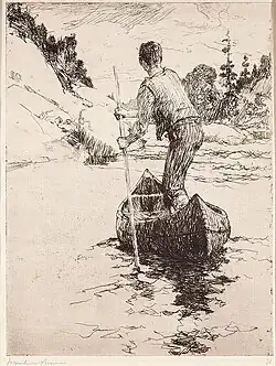 Гребец в каноэ (рисунок).