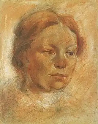 Голова девушки (портрет Марии Франк). Франц Марк. 1906