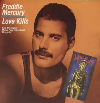 Обложка сингла Фредди Меркьюри «Love Kills» (1984)