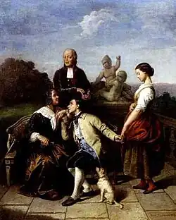 Юноша с невестой в парке, 1857