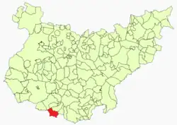 Расположение муниципалитета Фуэнтес-де-Леон на карте провинции