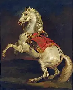 Гарцующий конь в красном седле. Между 1812 и  1816. Холст, масло. Музей изящных искусств, Руан