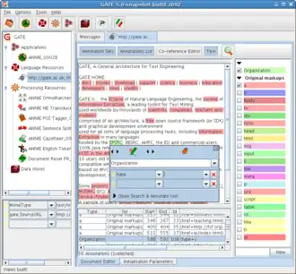 Скриншот программы General Architecture for Text Engineering (GATE)