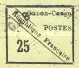 Габон 1889 (
Mi #15;
Sc #15;
SG #15;
Yt #15
)