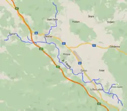 Открытая часть русла Гацки на карте