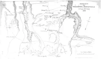 Карта сражений при Гальегосе и Баркилье, 4 и 11 июля 1810 года. Из книги Норда Ладлоу Бимиша «История Королевского германского легиона»