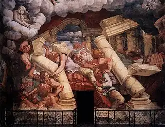 Гигантомахия. Фреска на одной из стен "Зала гигантов"