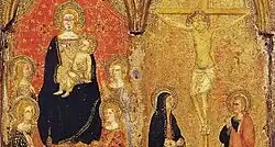 Мадонна с Младенцем и четырьмя святыми. Распятие. Деталь