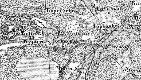 Деревня Дятелка на карте 1912 года