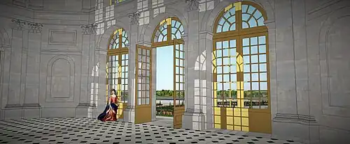 Реконструкция вида интерьера большой гостиной в итальянском стиле дворца Сент-Уан в XVII веке