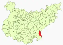 Расположение муниципалитета Гранха-де-Торреермоса на карте провинции