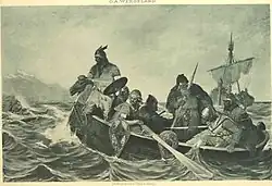 Лейф Эриксен. Из серии «Великие мужчины и знаменитые женщины в истории». Фототипия рисунка. 1894