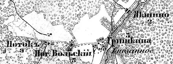 Деревня Поток на карте 1917 года