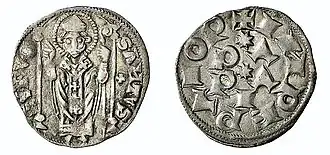 Zecca di Pavia, grosso d'argento raffigurante San Siro, 1299-1359.