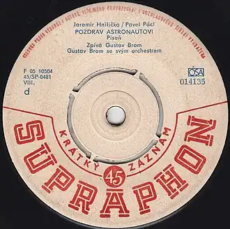 Обложка сингла Густава Брома со своим оркестром (переиздание) «Pozdrav Astronautovi» ()