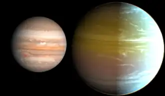 Сравнительные размеры HAT-P-7 b и Юпитера.