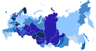 Количество людей, живущих в России с ВИЧ, на 100 тысяч населения
более 1000
700-999
500-699
300-499
100-299
менее 100