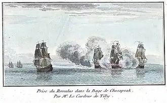 HMS Romulus против Éveillé (64) и двух фрегатов