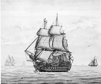 HMS Sandwich с пленным де Грассом на борту, 1782