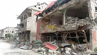 Гражданские дома в Хиккяри, разрушенные турецкими военными