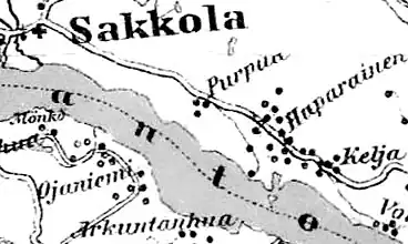 Деревня Хапарайнен на финской карте 1923 года
