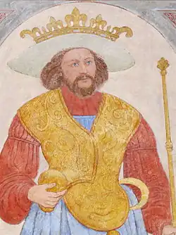 Харальд Синезубый.  Фреска из собора Роскилле (XVI век)