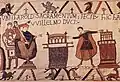 Король Гарольд II Англии (справа) в нормандском суде, Гобелен из Байё