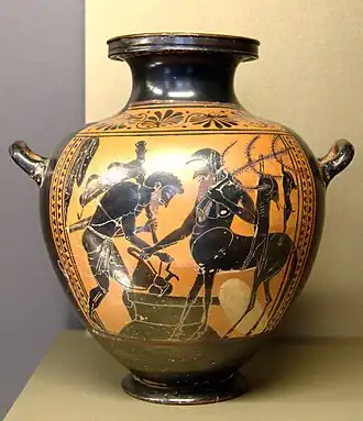 Геракл и Фол; гидрия с чернофигурной вазописью; 520—510 гг. до н. э.; Лувр