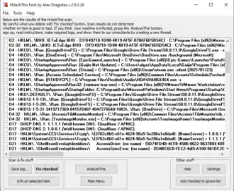Скриншот программы HijackThis Fork